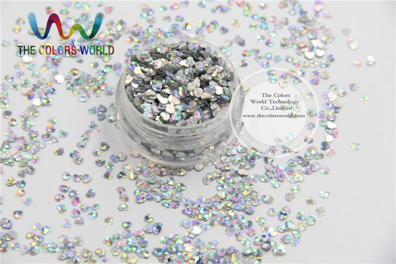 SSX3-3 Sequins Heart shape Laser Silver  Color Love  accessory  for nail  Art or DIY deco