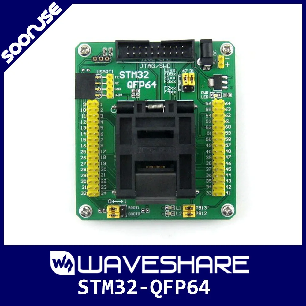 

STM32-QFP64,Yamaichi IC Test & Burn-In Socket With A Simple Board, Specifically Designed For STM32 Microcontroller In QFP64