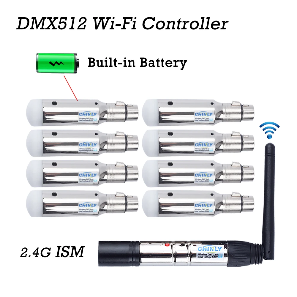 DMX512 コントローラワイヤレス 2.4 グラムトランスミッタ + 内蔵バッテリー受信機キット Dj クラブパーティーステージ DMX 照明効果 1 + 8 個