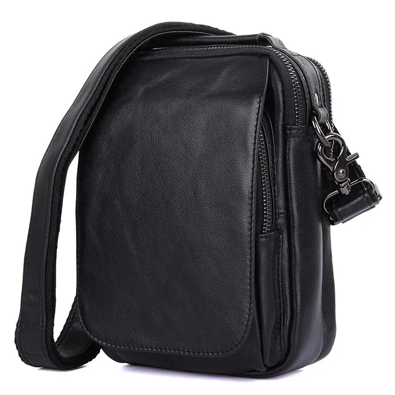 

Nesitu High Quality Black Coffee Real Skin Genuine Leather Small Men Messenger Bags For Mini ipad Male Shoulder Bag M1012