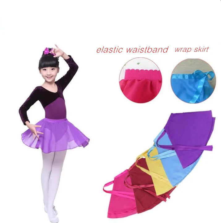 

New Children Skate Chiffon Elastic Ballet Skirts For Girls Wrap Ballerina Dancing Dress