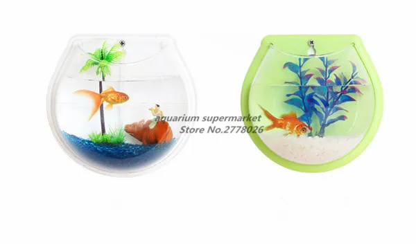 

HONGYI 0.5L acrylic creativity wall hanging small fish tank goldfish bowl betta tank aquarium landscaping