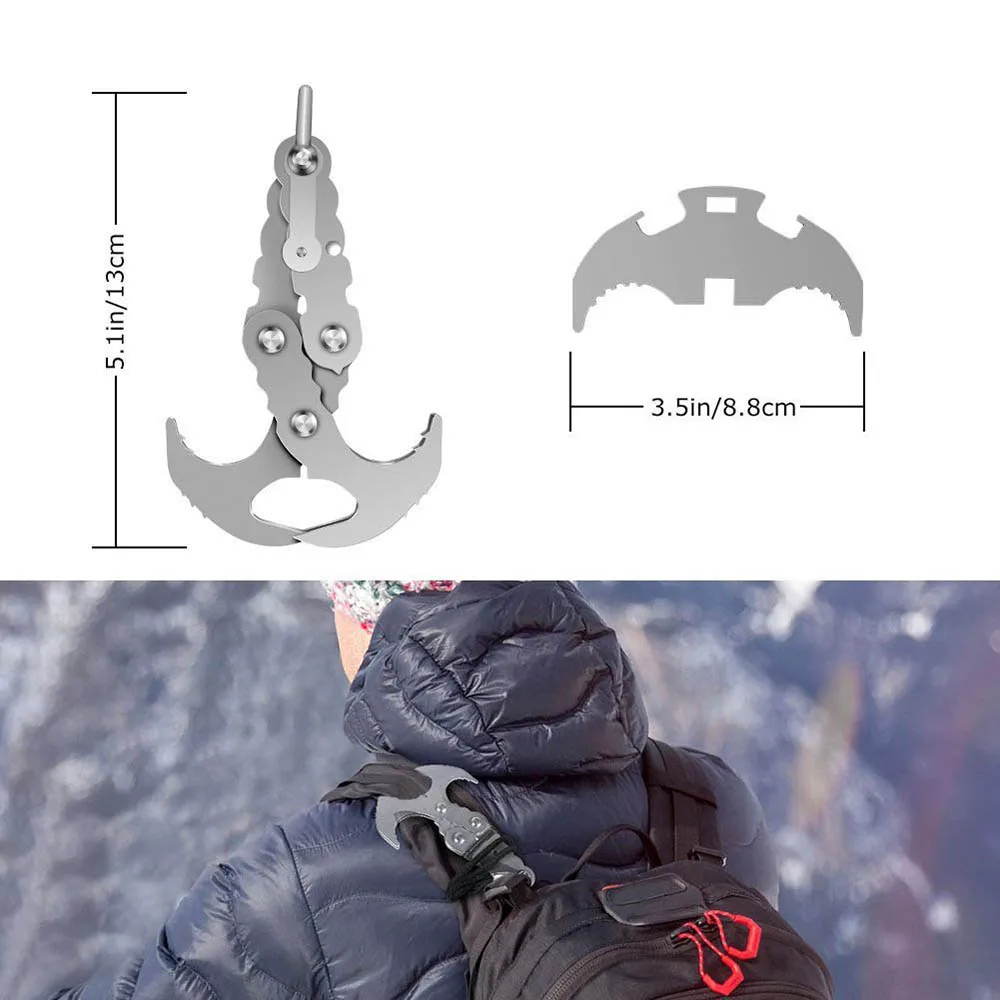 Outdoor Grappling Haken Multifunktionale Schwerkraft Haken Klettern Klaue Outdoor Survival Ausrüstung Edelstahl Karabiner – Detail 4