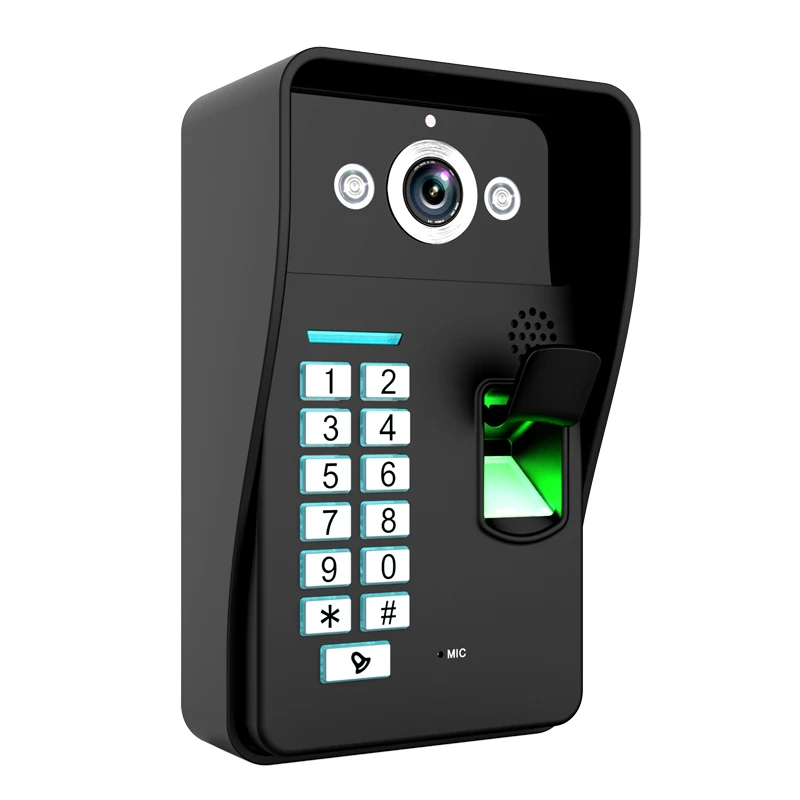 Video Door Intercom Touch Key 7" Lcd Fingerprint  Entry System Kit  Rainproof IR Camera for Home Villa Building Apartment