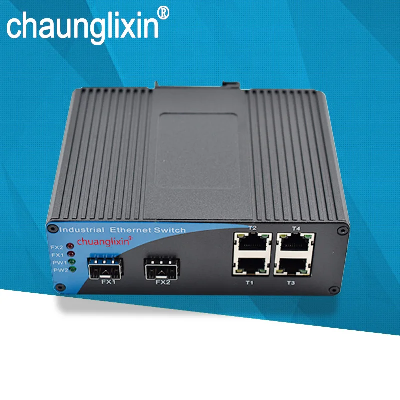 IP40 POE switch 4 port  ethernet Port 2 SFP Port 1000M Industrial Fiber Optic converter LC