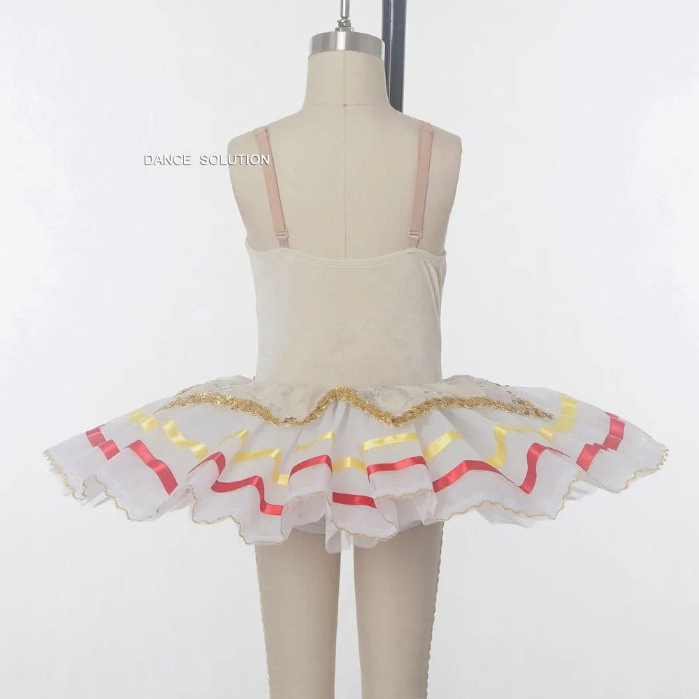 Ivory Velvet Bodice with Tulle Skirt Suspender Ballet Tutu Dress for Girls & Woman Stage Performance Costume Ballet Outfit 16018