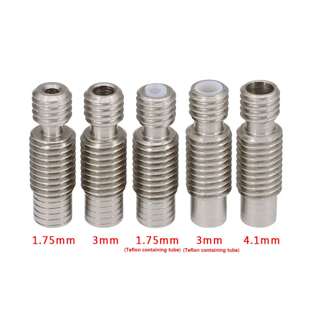 5pcs Stainless Steel V6 Throat Bowden Tube Long Thread For 1.75mm 3mm Filament 3D Printer Part Full Metal Part Bore 4.1mm