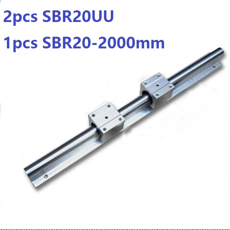 

1pcs SBR20 - 2000mm linear rail support guide + 2pcs SBR20UU linear bearing blocks open for cnc router parts