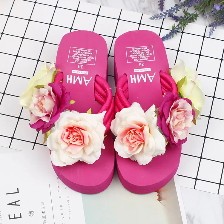 FONGIMIC Women Summer Flip Flops Slippers Indoor Floor Flowers Handmade Beach Slippers Seaside Holiday Characters DIY Slippers