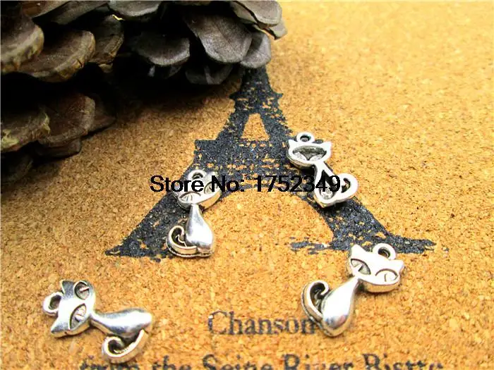 40pcs-- Charms, Antique Tibetan Silver Tone mini  charm pendant, Animals charm 17x9mm