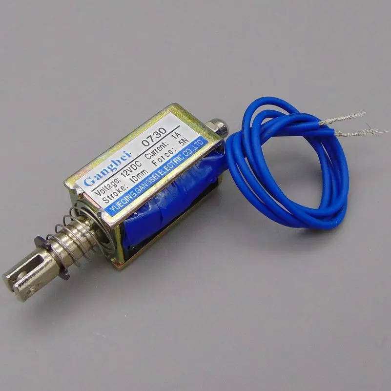 Gangbei-0730b velkoobchod stejnosměrný 6V 12V 24V 1A donutit 5N JF-0730B cestovní 10mm dřít typ lineární solenoidový elektromagnet