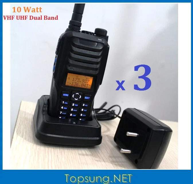 

DHL Free 3PCS Dual Band Handheld Radio VHF UHF 10W 10km handy talky dual band 2-way walkie talkies RS589 tri-color LCD