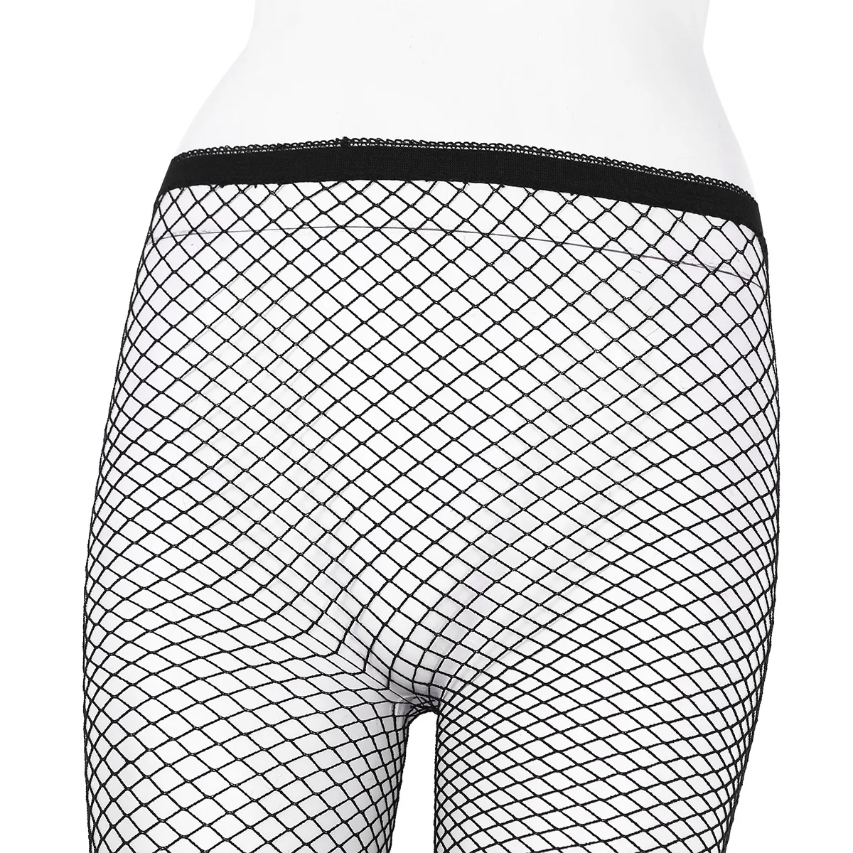 Sexy Women Fishnet Leggings Hollow Out Mesh Net Trousers See Through High Waist Transparent Ankle Length Footless Leggings Pants