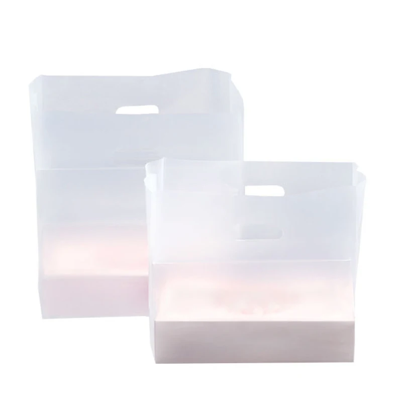 Transparent Bag Disposable Hand Bag Takeout Package Packing Bags Waterproof Takeaway Handbag Bread Fast Food One-off Packing Bag