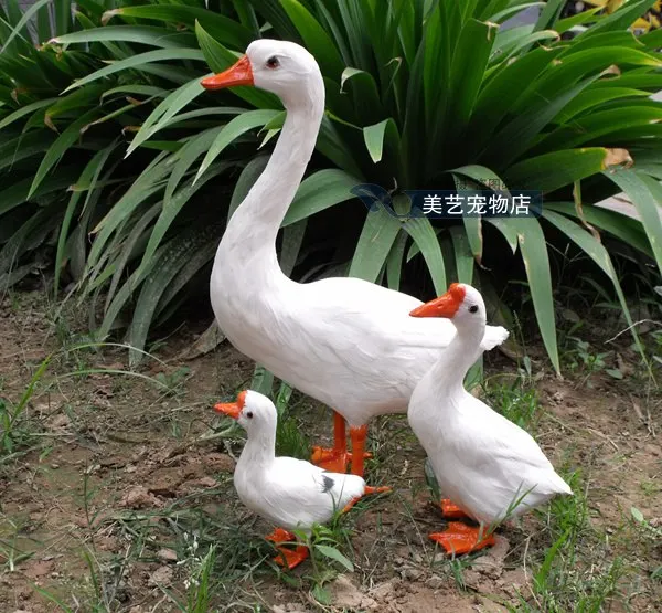 3 pieces a lot new simulation duck toys lovely white plastic&fur duck models gift