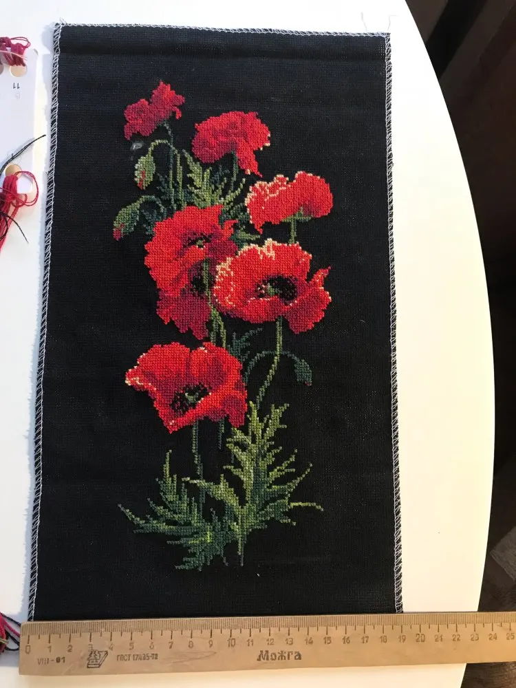 Fiori di papavero rosso punto croce pacchetto pianta set aida 18ct 14ct 11ct panno nero persone kit di ricamo FAI DA TE cucito a mano