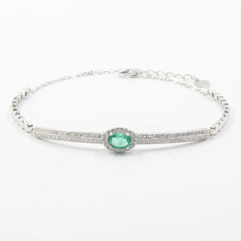 100% natural SI emerald bracelet for party emerald silver bracelet 925 sterling silver emerald jewelry birthday gift for girl