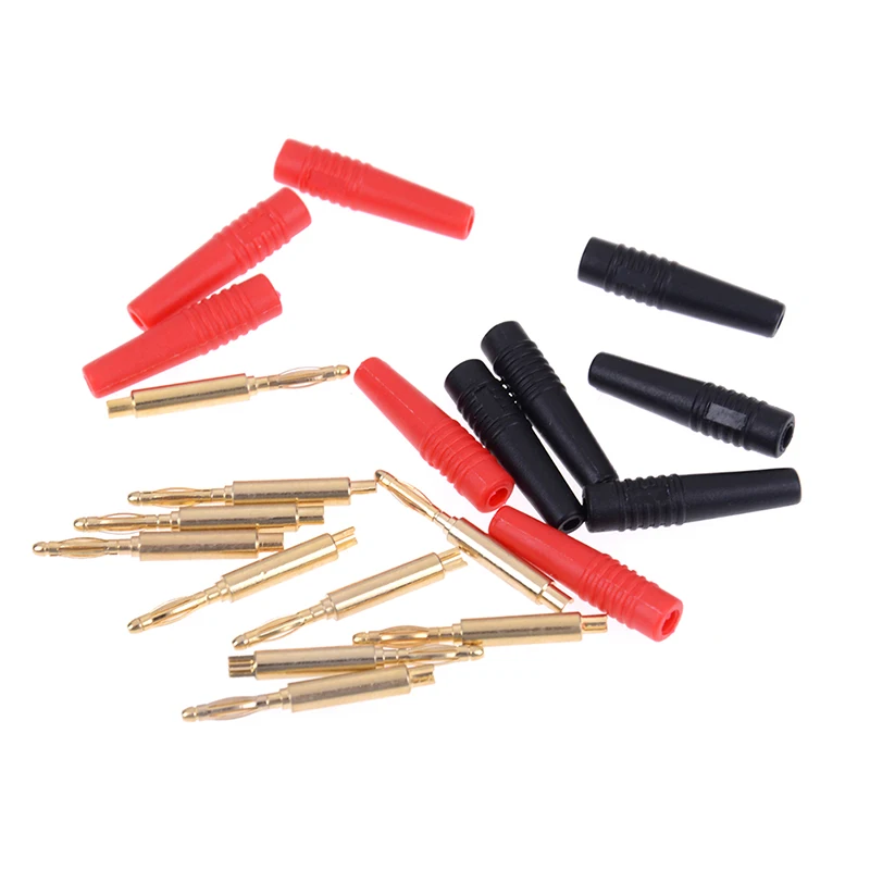 10pcs/lot 2mm Gold Plated Wilding Banana Plug Audio Speaker Amplifier Cable Wire Power Screw Jack Connector Adapter