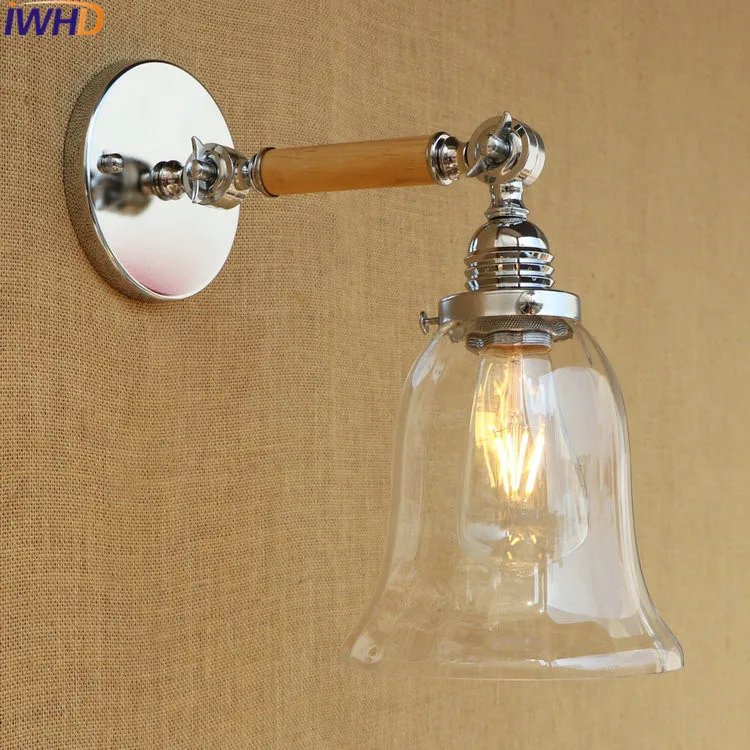 

IWHD Glass Industrial Sconce Wall Light Up Down Swing Arm Loft Retro Led Wall Lamp Vintage Arandela Luminaire Lampara De Pared