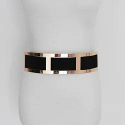 Vrouwen Brede Elastische Riem Voor Jurk Zwart En Beige Buikband Luxe Designer Riem Plus Size Bg-025