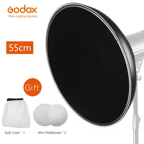 55cm 22" Bowens Mount Studio Silver Waved Beauty Dish+Honeycomb Grid with Soft Cloth for Studio Flash DE300 DE400 SK400 QT600