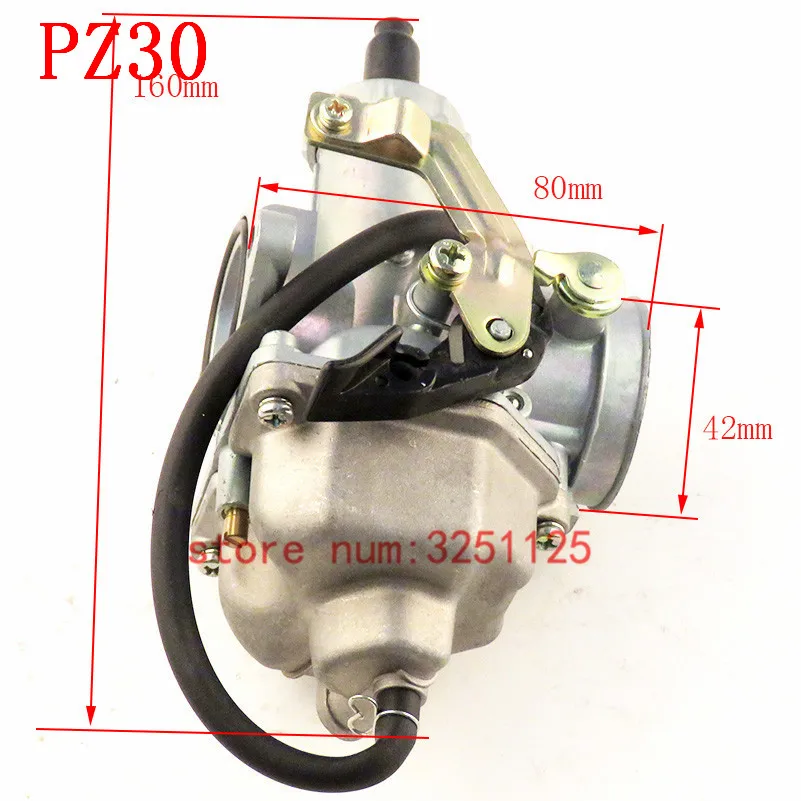 Free shipping 30mm pz30 Cable Choke Carburetor Accelerating Pump Racing PowerJet For TTR250 Bars 200cc 250cc