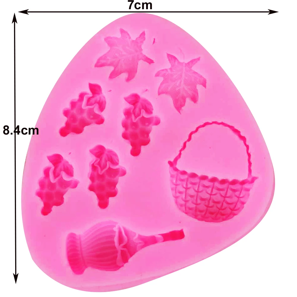 Epoxy UV Resin F1239 Grape Maple Basket Wine Bottle Pattern Cake Border Fondant  Chocolate Silicone Mold Baking