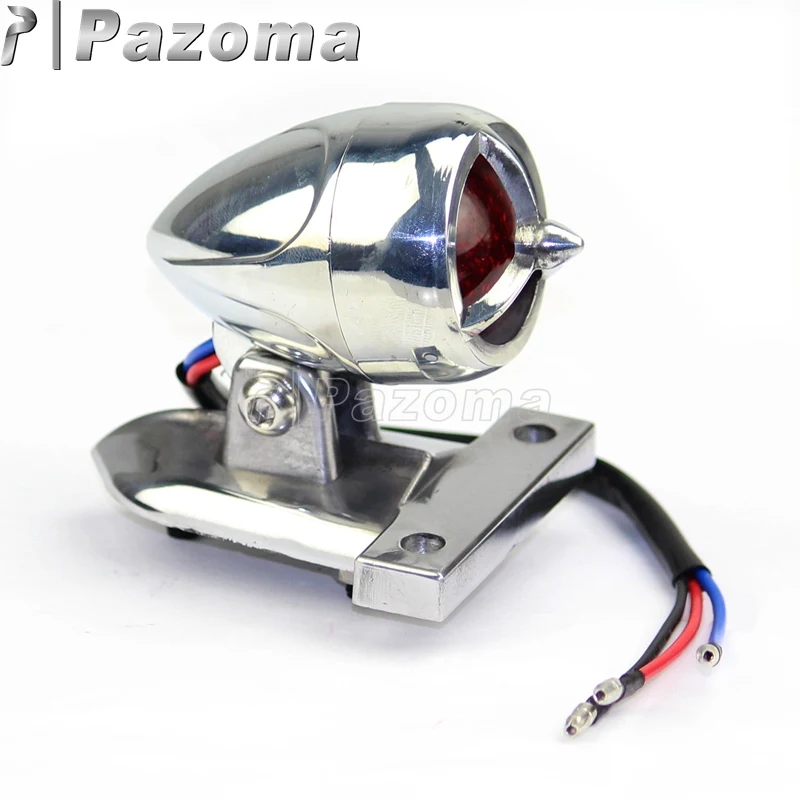 Pazoma Billet Aluminum Rear Brake Taillight LED Tail Lights For Harley Choppers Old School Motorcycle Tail License Plate lamp