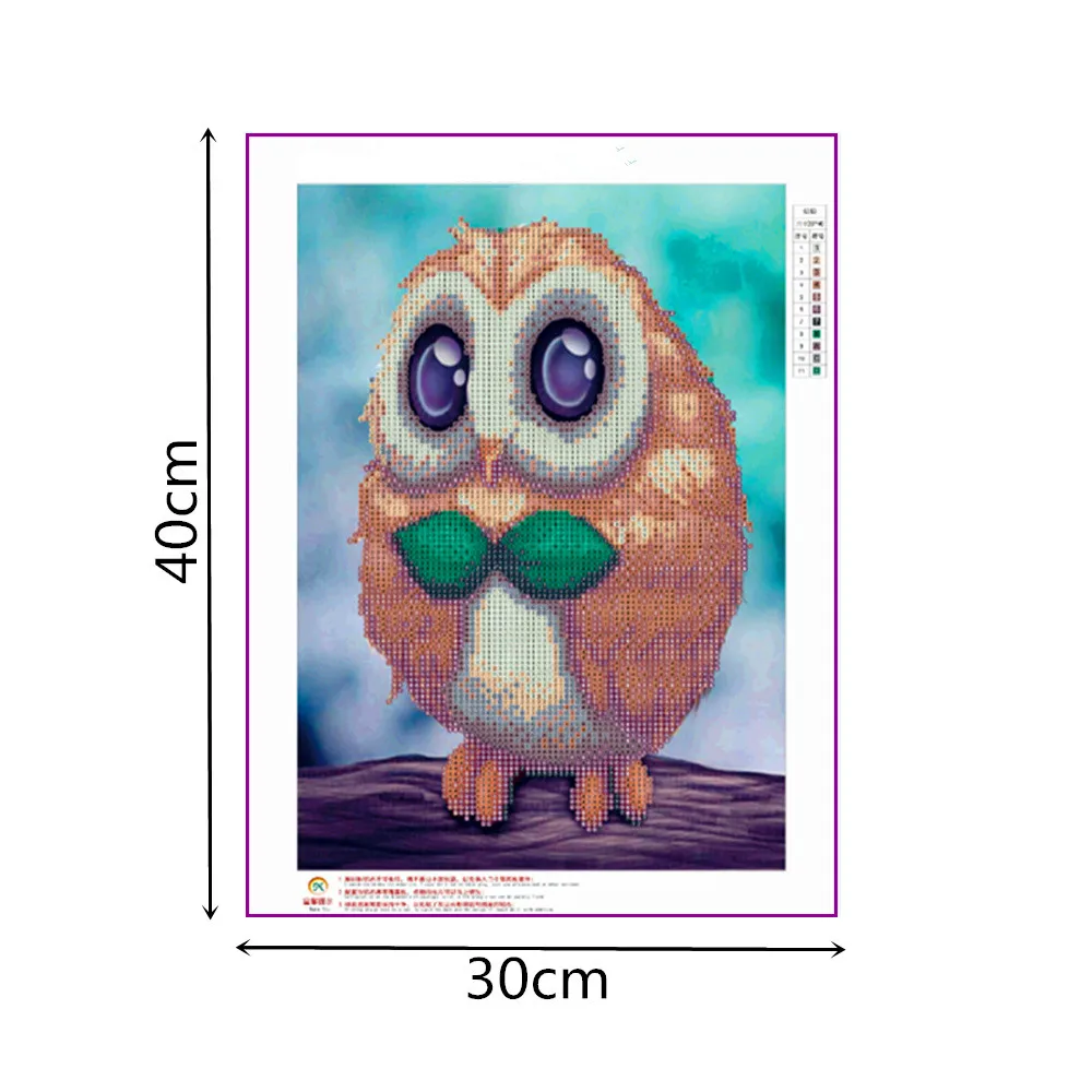 Personalized Home Decor Diamond Painting Animal 5D DIY Embroidery Partial Single Owl 30x40 Canvas Paper Bag Round