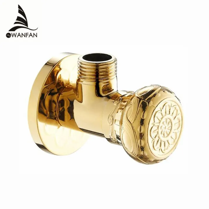 

Faucet Replacement Parts 1/2" x 1/2" Luxury Gold Brass Bathroom Angle Valve Water Stop Toilet Filling Triangle Valves HJ-0318K