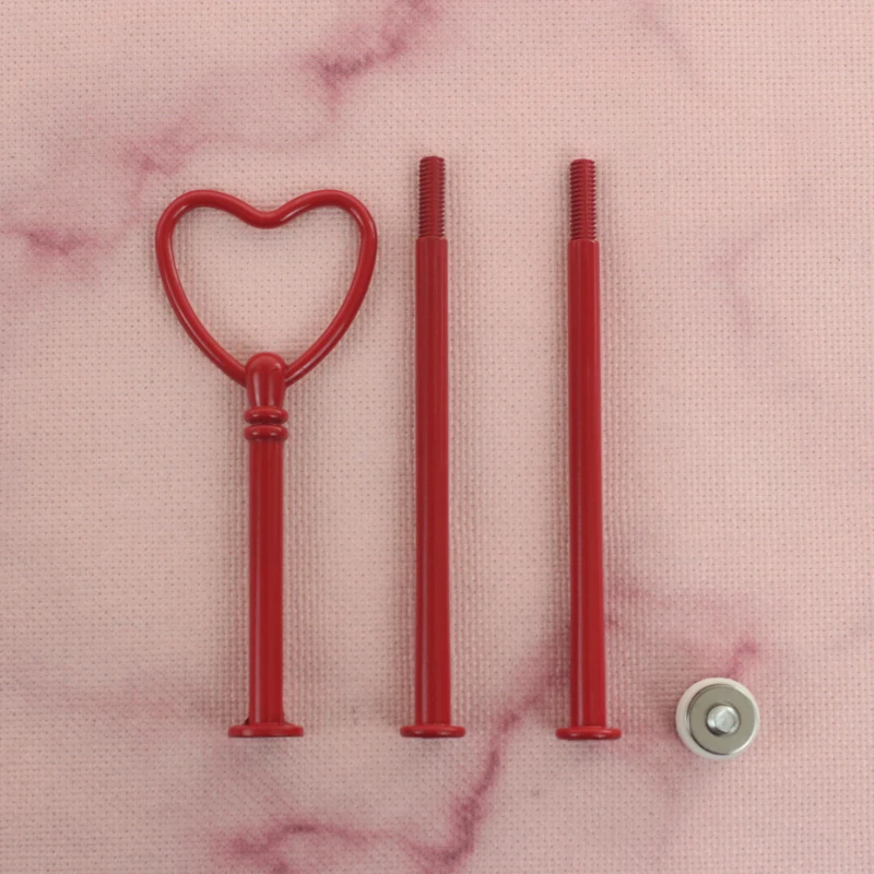 mix colour 100pcs heart style Hot Colors Fitting Accessory Handle 100 set Red Heart Plate Centre 3-tier Cake Stand Rod