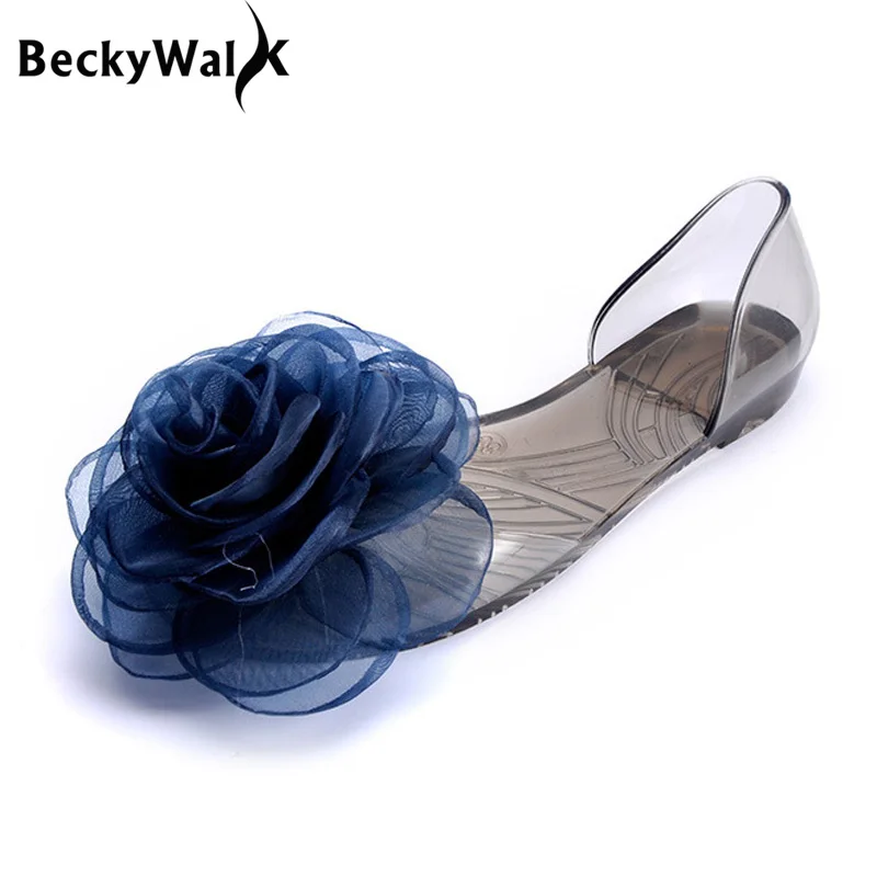 Sweet Flowers Lady Jelly Shoes Women Sandals Flat Summer Shoes Woman Casual Flats Shoes Sandalias Mujer WSH2057