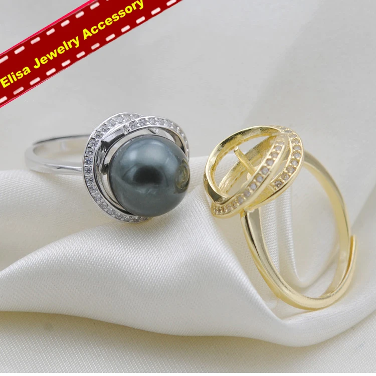 S925 Sterling Silver Pearl Rings Settings Handmade Women DIY Pearl Rings Jewelry Findings&Components Silver&Gold Color 3Pcs