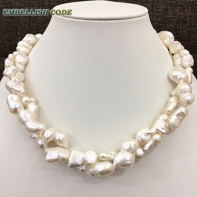 NEW kind of large size Baroque keshi stely Peanut and elongate shape twisted natural freshwater pearl statement necklace jewelry