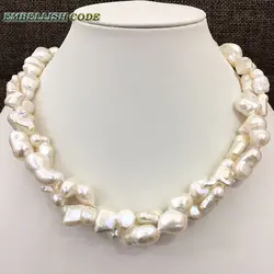 NEW kind of large size Baroque keshi stely Peanut and elongate shape twisted natural freshwater pearl statement necklace jewelry