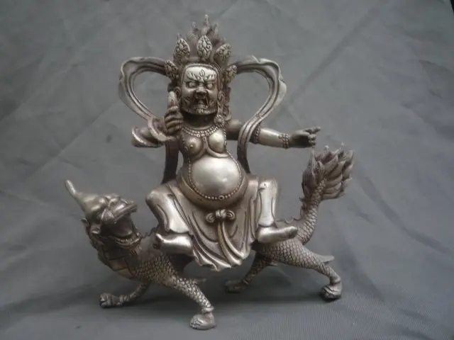 Rare Distinctive Old Tibet silver gods   Statue/ Sculpture, Best collection&adornment,Free shipping