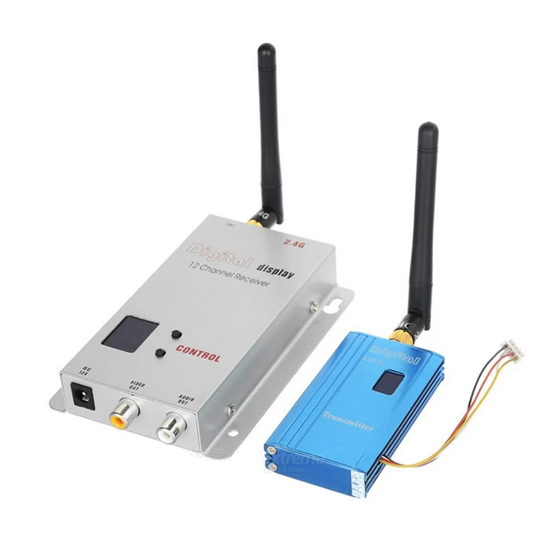 2.4G 1000mW AV Transmitter & Receiver Combo 1W 2.4GHz 12CH CCTV Monitoring Transceiver Video Image Sender for RC Aircraft