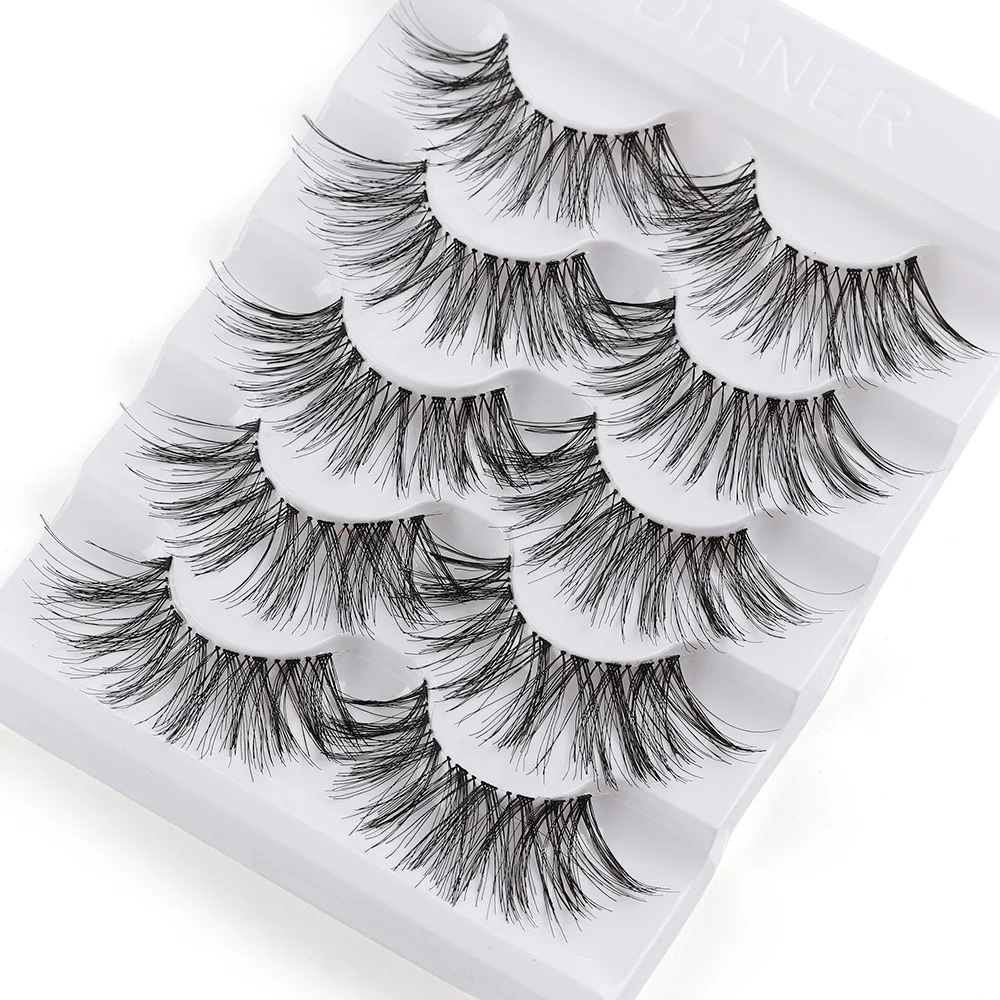 5 Pairs Long Wispy False Eyelashes Natural Black Fake Eyelashes Full Strip Mink Lashes Handmade Eye Lash Extension Makeup Tools