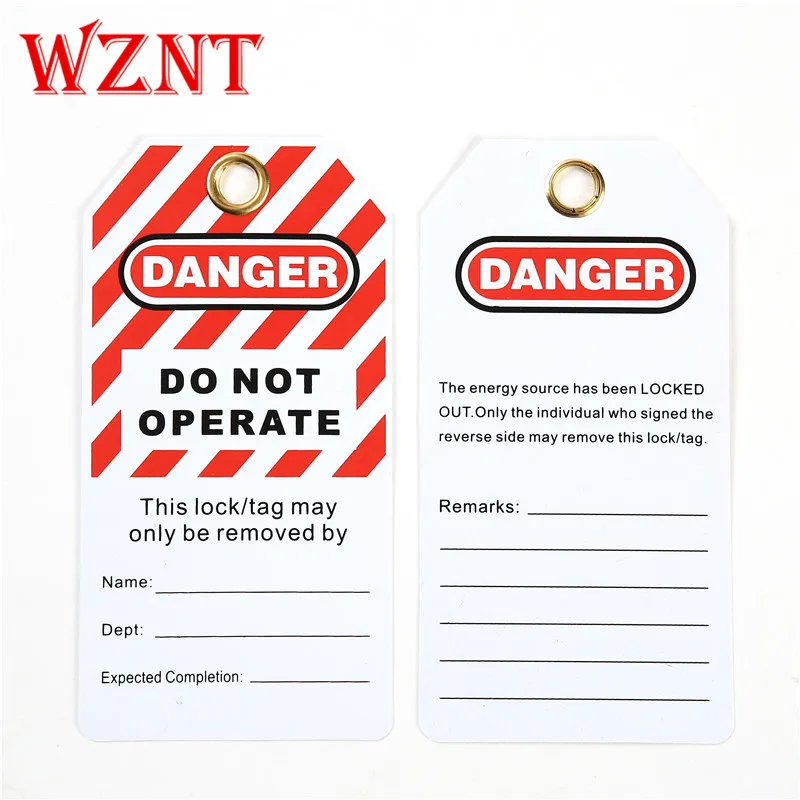 12PCS free shipping PVC Safety Lockout padlock tag tuff tags do not operate tag Content can be customized plastic package