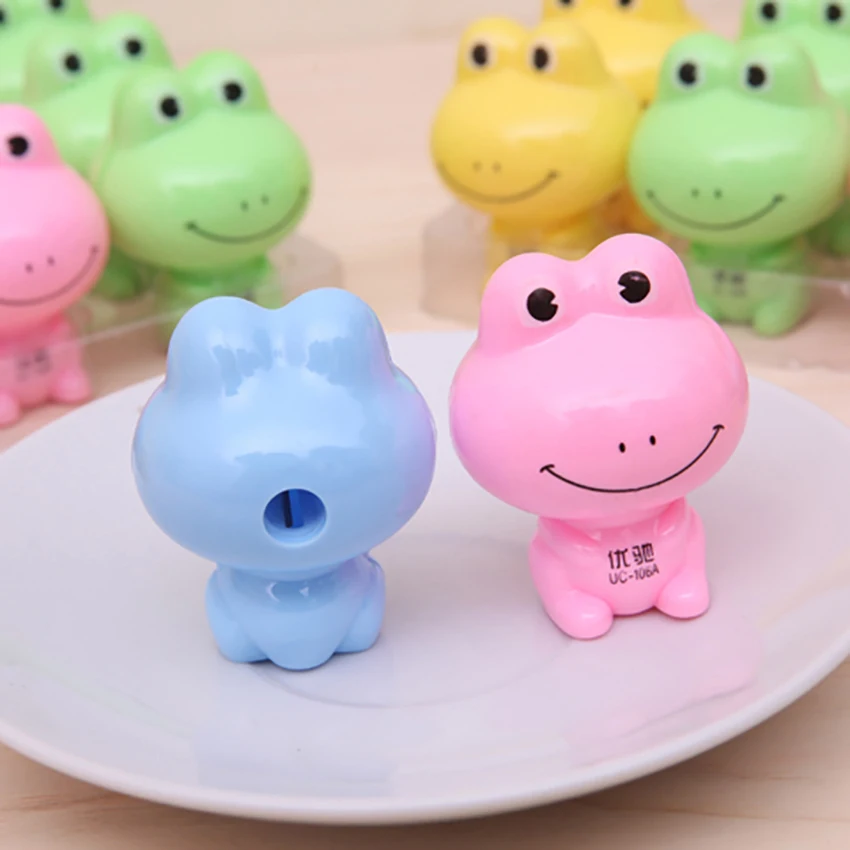 Cute Cartoon Frog Shape Pencil Sharpener Kids Stationery School Supplies Manual Pencil Cutter Knife Students Prizes Toys Decor