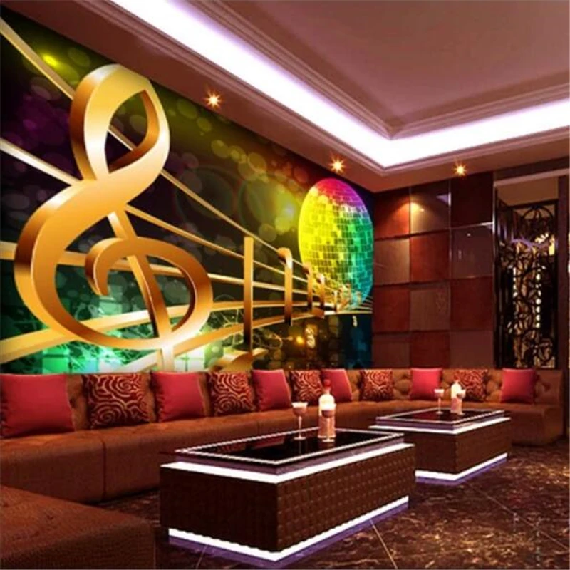 beibehang Custom wallpaper 3d mural gold music sheet ktv decorative background wall living room bedroom wallpaper papel de pared