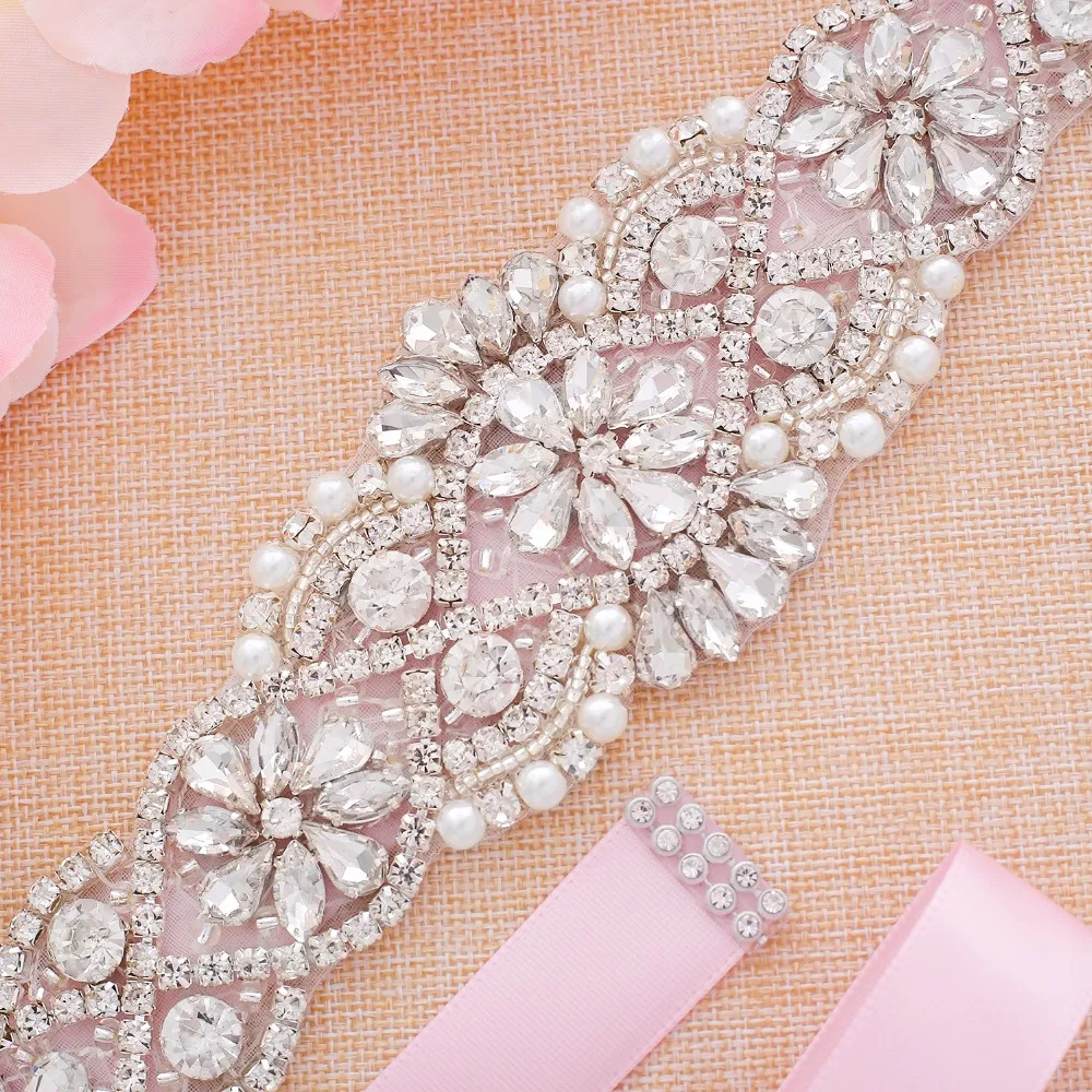 SESTHFAR  Rhinestone belt Diamond Bridal Belts with Golden Belt Crystal  Bridal for Wedding Accessories Belts