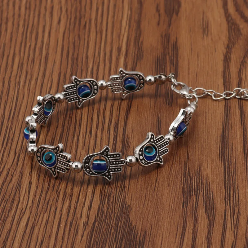 Tenande 2-farbige Vintage-Natursteinperlen, Hamsa-Hand, böser Blick, Armbänder und Armreifen für Frauen, Schmuck, Bohemian-Maxi-Bijoux – Detail 37