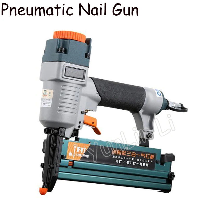 Three-in-one Pneumatic Nail Gun Woodworking Decorative Nailing Machine F10-F50, T20-T50, 440K Nails Timber Steel Plate Fastening