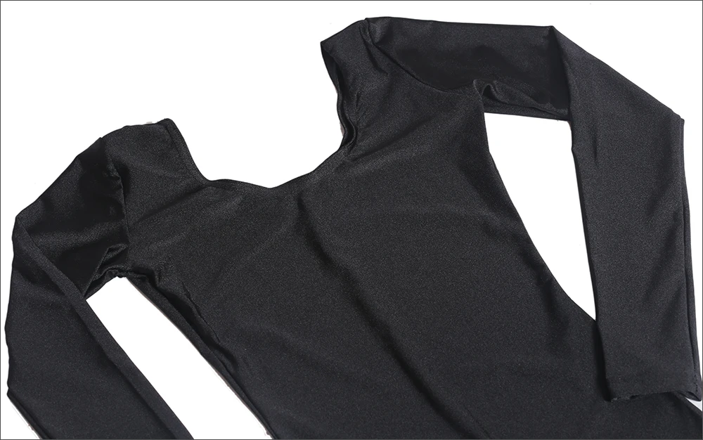 SPEERISE 성인 블랙 긴 소매 유니타드 원피스 스판덱스 바디 슈트 여성용 전신 점프 슈트 댄스웨어