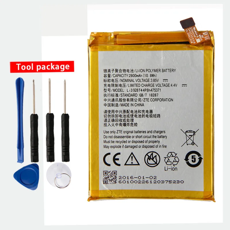 Original Li3928T44p8h475371 Phone battery For ZTE Blade A1 AXON Mini B2015 C880 C880A C880S Xiaoxian 3 2800mAh