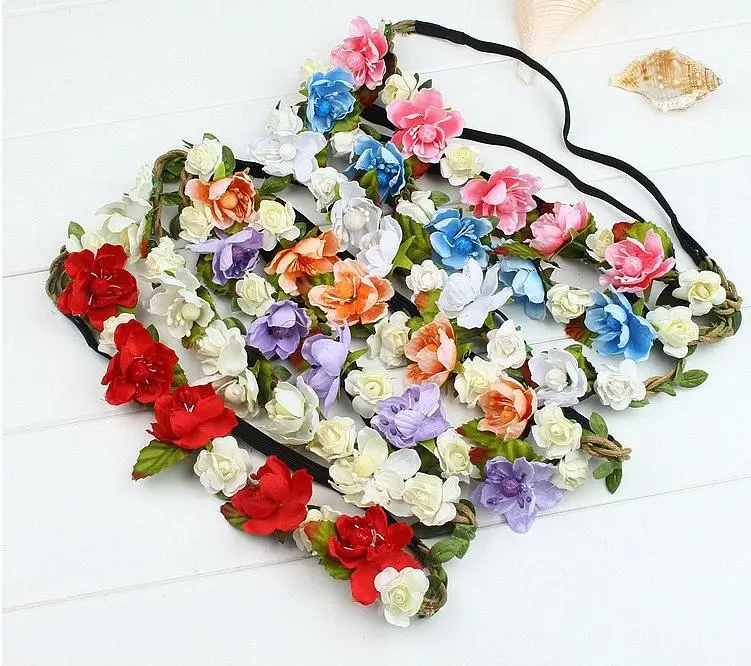 

New Bohemia Handmade Flower Crown Wedding Wreath Bridal Headdress Headband Hairband Hair Band Accessories for Women Lady SN740