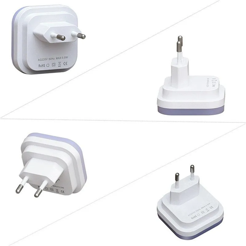 Light Sensor Control Mini Wall Night Light EU US Plug Automatic Sensor Bedroom Bathroom Square Night Lamp Colorful Lights Bulbs