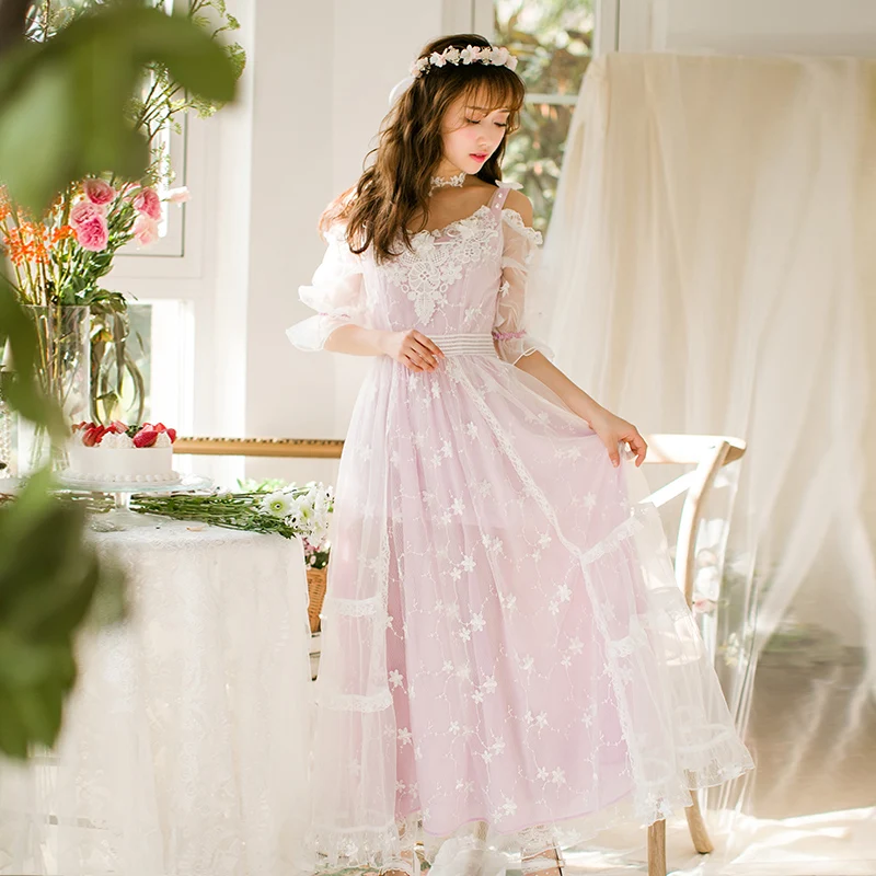 Princess sweet lolita dress Candy rain new Japanese sweet lace dress female self-cultivation embroidered  dress  C22AB7045