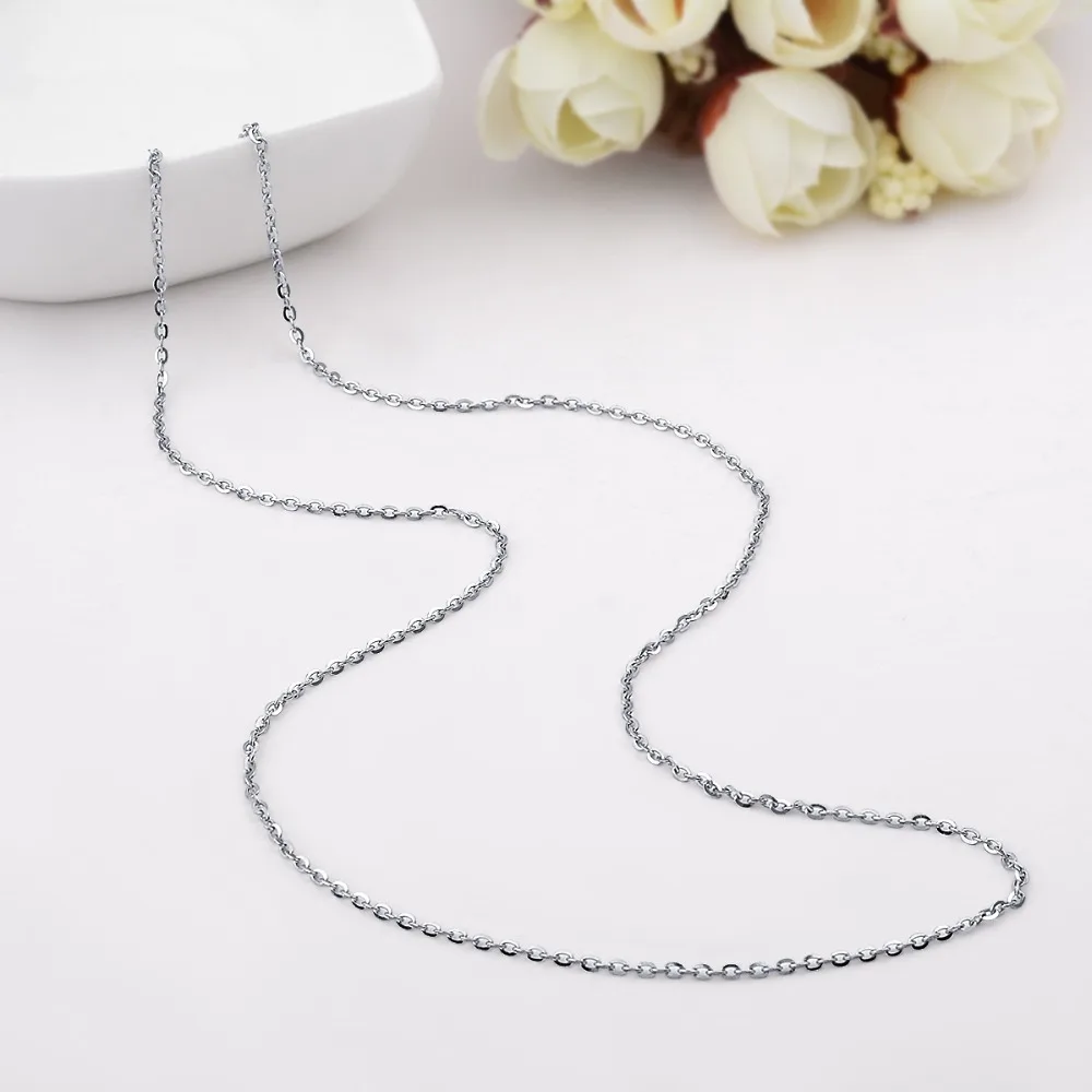 EUDORA 1PC 18 inch 45 Cm Sterling Sliver 925 Chain Necklace Long Link Chains Necklace For Pendant Charms Cage locket Necklace